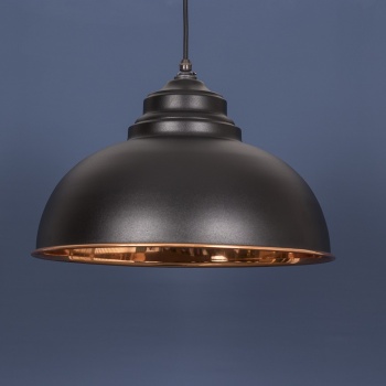 The Harborne Pendant - Smooth Copper and Black Grain Exterior